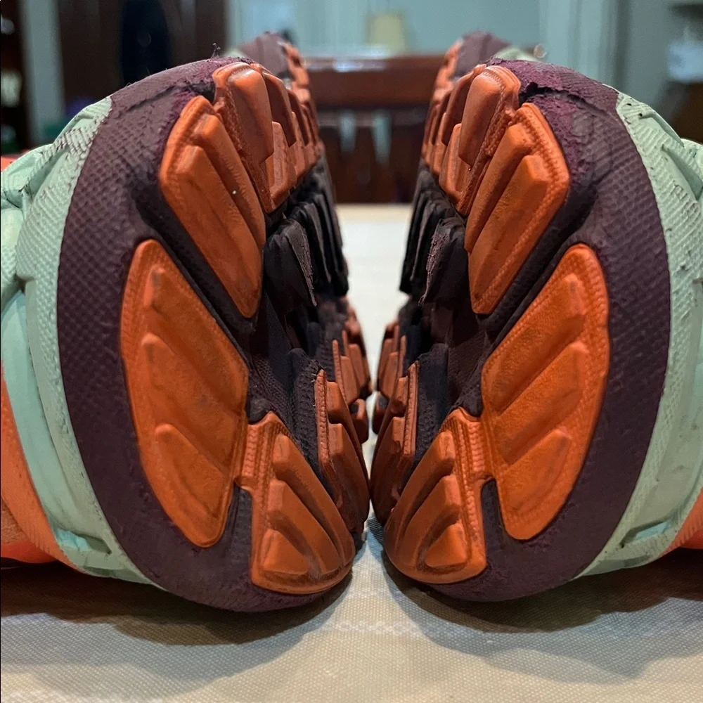 Hoka One One Women's Orange and Teal Running Sneakers